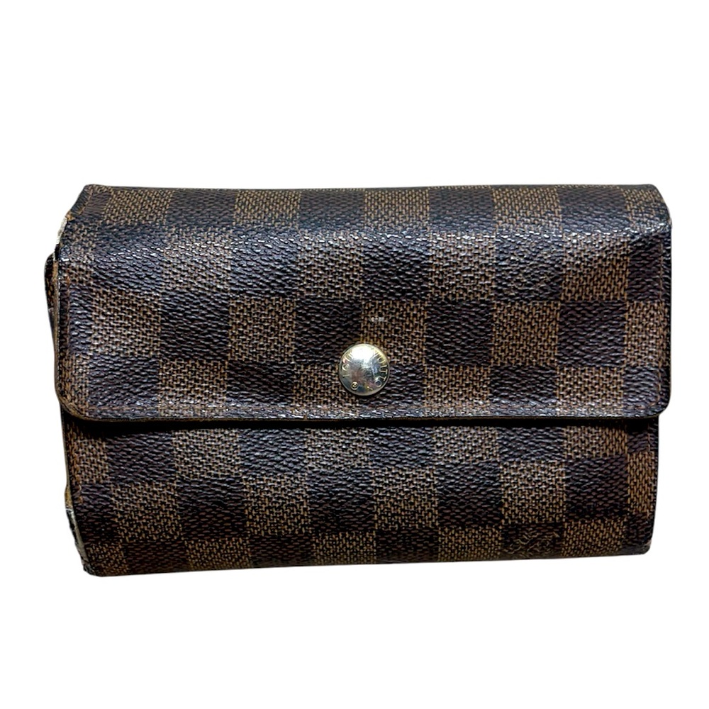 LOUIS VUITTON LV Damier Ebene Portefeuille Alexandra Trifold Wallet Canvas EUC